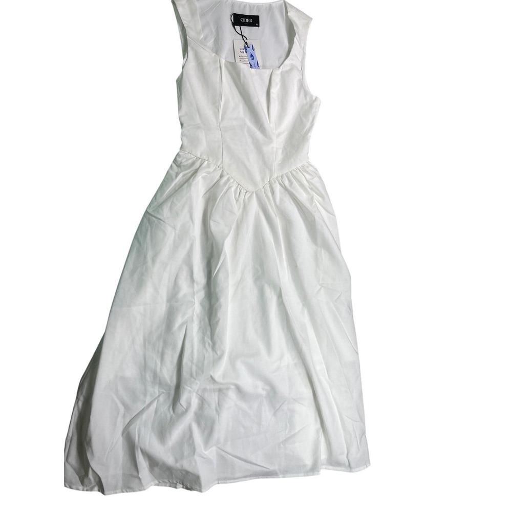 Cider NWT White Sleeveless Fit & Flare Midi Dress Women's XS‎ Minimalist